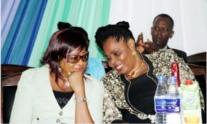 Representative of Rivers State Deputy Governor, Ms. Dafeni Gogo-Abbey (left) discussing with the wife of the Vice Chancellor, Rivers State University of Science & Technology, Mrs. Gloria Fakae, during the Second Female ASPIRE conference in Port Harcourt,  recently 