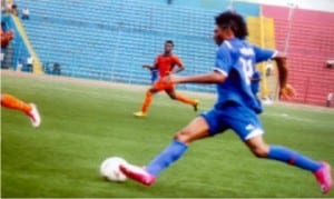 Dolphins’ striker, Ifeanyi Egwim in flight during a recent game at the Liberation Stadium, Port Harcourt