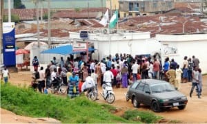 Bank customers making last minute attempt to register for Bank Verification Number (bvn) at Zuba in Abuja last Monday.    Photo: NAN