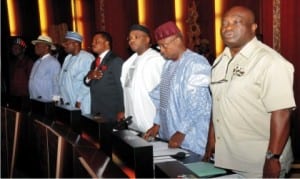 Governors at  the  inauguration of  National Economic Council at the Presidential Villa in Abuja recently.