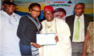 L-R: Senibo Paul Ben-Cookey, World Class President, Port Harcourt Central, Rtn Tonye Margaret Nria-Dappa, President 2015/2016 Rotary Club of PH Garden City, Rtn Yomi Kumolu-Johnson, immediate past President, Rotary Club of Port Harcourt Garden City, Rtn Chidi Ikeja, Assistant Governor, Zone 20, during the induction of Rtn Tonye in Port Harcourt, recently.