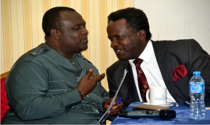 President, PHACCIMA, Engr. Emeka Onuchukwu (right), with Hon. Charles Bekee, at a Public Consultation on Tariff Review organised by PHED at Golden Tulip Hotel, GRA, Port Harcourt,yesterday.
