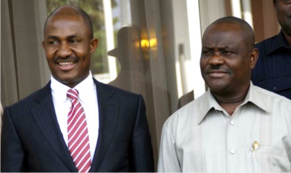 Executive Secretary, National Christian Pilgrims Commission, Mr John Kennedy-Okpara (left), with Rivers State Governor, Chief Nyesom Wike, during a courtesy visit to the governor in Port Harcourt, yesterday.