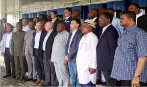 Rivers State Governor, Chief Nyesom Wike (middle), during a meeting with stakeholders on road projects in Onne, near Port Harcourt, last Saturday