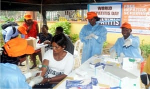 Members of Public Health Nursing, University College Hospital at public screening marking the World Hepatitis Day in Ibadan, yesterday