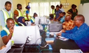 Pension Transitional Arrangement Directorate (PTAD) officials, screening  Customs, Immigration and Prisons Services retirees, during a nationwide pension verification exercise in Port Harcourt recently