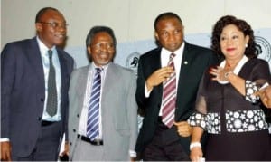 L-R: President, Lagos Chamber of Commerce and Industry (LCCI), Alhaji Remi Bello, Professor of International Law, University of Lagos, Prof. Akin Oyebode, Lagos SSG, Mr Tunji Bello and former Minister of Industry, Chief Nike Akande, at a dialogue on Nigeria Foreign Policy and International Trade Relations in Lagos, yesterday.