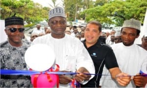 Chairman, Kaduna Master Printers Association, Malam Mustapha Omotosho, representative of Governor of Kaduna State, Malam Tijani Musa, Managing Director, Skysat Technologies Nigeria, Mr Izzat Debs and representative of Chairman, Yaliam Press, Mr Chinedu Ugoh, at the inauguration of the 1st Kaduna International Print Expo in Kaduna on Wednesday. Photo: NAN