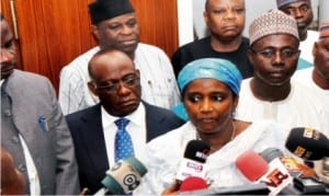 Permanent Secretary, Ministry of Aviation, Hajia Binta Bello, briefing State House Correspondents, after a meeting with President Muhammadu Buhari at the Presidential Villa in Abuja on Wednesday.