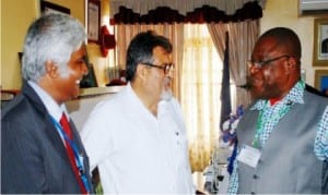 L-R: UNICEF Representative, Mr Dipak Roy, Representative of Sharda University in India, Dr Daleep Parimo and Rector, Federal Polythecnic, Oko, Prof. Godwin Onu, during an International Workshop on Academic Contents of Tertiary Institutions in Oko, Anambra State, yesterday