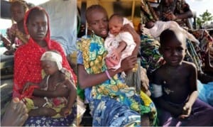 Young mothers  cuddling their babies in Borno State recently.