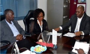 R-L: Ag Execcutive Director, Rivers State Sustainable Development Agency, Mr Godwin Poi, General Manager, Business Development and Job Creation, Mrs Blessing Daniel-Kalio and Head, Technical Service, Mr Theophilus Money, during a press briefing orgainsed by the managment of RSSDA in Port Harcourt, yesterday