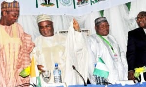 L-R: Permanent Secretary, Ministry of Transport, Mr Mohammed Bashir, representative of the Head of Civil Service of the Federation, Amb. Danjuma Sheni, Secretary General, Ministry of Transport, Niger Republic, Mr Abdoulaye Aignime and Executive Secretary, Nigerian Shippers' Council, Mr Hassan Bello, at the Nigeria-Niger Joint Commission for cooperation's workshop on Facilitation of Transit Trade In Nigeria in Abuja on Thursday.