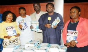 L-R: Nawoj President, Mrs Ifeyinwa Omowole, Executive Secretary, Nigerian Press Council, Mr Nnamdi Njemanze, National President, Nuj, Mr Abdulwaheed Odusile, Senior Special Adviser to the President on Media and Publicity, Mr Femi Adesina and Communications and Reporting Advisor, Undp, Ms Toyin Adewale-Gabriel, at the public presentation of Reportage of 2015 Elections: A  Monitoring Scorecard of Print and Online Media in Abuja recently.