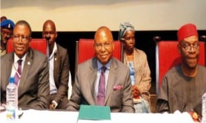 L-R: Deputy Vice Chancellor, University  of  Lagos, Prof. Babajide Alao; Guest Lecturer, Prof. Anya O. Anya and a former Minister of  Finance, Dr Kalu  Idika  Kalu, at the 2nd Prof. Eni Njoku Memorial Lecture in Lagos, yesterday.