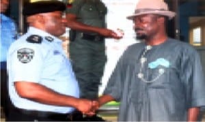 Rivers State Police Commissioner, Mr Chris Ezike (2nd left),  welcoming the Federal Commissioner, Public Complaints Commission,  Rivers State, Dr Alpheaus Paul-Worika, during a courtesy visit to the State Police Command in Port Harcourt recently