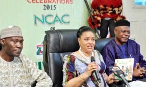 Director, Finance and Accounts, National Council for Arts and Culture (NCAC), Mr Musa Baburia, Director General, Mrs Dayo Keshi and Director, Extension Services, Mr Hilary Ogbechie, at a news conference on NCAC’s 40th Anniversary in Abuja, yesterday.