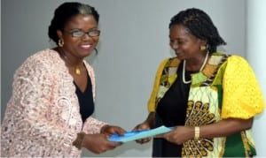 Rivers State Deputy Governor, Dr (Mrs) Ipalibo Harry-Banigo (right), with State Chairman of Nigeria Association of Women Journalists (NAWOJ), Mrs  Lilian Okonkwo, during a courtesy visit in Port Harcourt, recently                       Photo: Ibioye Diama