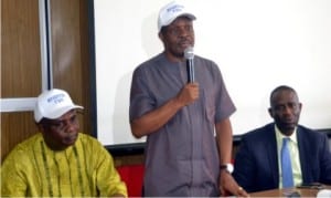 Permanent Secretary, Ministry of Education, Rivers State, Barrister Minabelem Michael West (middle), addressing participants of SEEFOR project programme organised by Rivers State Government in Port Harcourt on Friday. With him are Permanent Secretary, Ministry of Budget and Economic Planning, Sir Austin Orlu Orlu (left) and SEEFOR Project Cordinator, Mr, Keleous Amos.      Photo: Nwiueh Donatus Ken