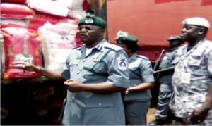 Area Controller, Federal Operations Unit (FOU), Zone C, Nigeria Customs Service, Mr David Dimka, briefing newsmen on dangers of smuggling to the Nigerian economy, in Benin last Friday.        Photo: NAN