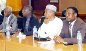 L-R: Deputy General Manager, Consumer Affairs, Nigerian Electricity Regulatory Commission (NERC), Mr Imamuddeen Talba, General Manager, Finance and Management Services, Mr Mustapha Bukar, Deputy General Manager, Public Affairs, Dr Usman Abba-Arabi, and Deputy General Manager, Enforcement Unit, Mr Chijioke Obi, at a public consultation of the commission's draft regulations on feed in tariff, smart metering and capping on estimated billing in Abuja, recently.