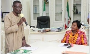 Rivers State Co-odinator, Federal Character Commission, Mr. Henry Owonaro, delivering his speech to the Rivers State Deputy Governor, Dr. Ipalibo Harry Banigo, during a courtesy visit in Government House, Port Harcourt, recently.