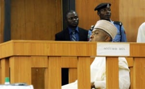 Senate President, Dr Bukola Saraki at the Code of Conduct Tribunal, where he went to take a plea on the 13-count charge slammed on him over alleged false declaration of  assets in Abuja, yesterday.