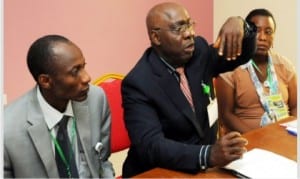L-R: the Chairman, Local Organising Committee, 40th Annual General Meeting of the Pharmacological Conference, Mr Caleb Mpyet, the President, Pharmacological Society of Nigeria, Prof. Sebastian Nwosu and the Consultant Ophthalmologist, Jos University Teaching Hospital (JUTH), Dr Nanbam Bupwatela, during the 40th Annual General Meeting and Scientific Conference of the society in Jos, recently.