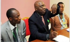 L-R: the Chairman, Local Organising Committee, 40th Annual General Meeting of the Pharmacological Conference, Mr Caleb Mpyet, the President, Pharmacological Society of Nigeria, Prof. Sebastian Nwosu and the Consultant Ophthalmologist, Jos University Teaching Hospital (JUTH), Dr Nanbam Bupwatela, during the 40th Annual General Meeting and Scientific Conference of the society in Jos, recently. 