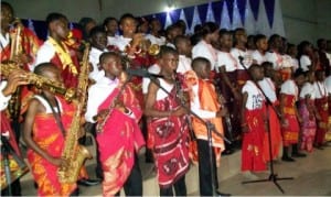 Children of Archbishop Valerian Okeke Music Academy, performing at the 2015 Music Cantata of the Academy  at  the Basilica of the Most Holy Trinity in Onitsha, recently.           Photo: NAN