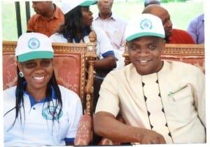 Rivers State Commissioner for Housing, Barrister Emma Okah (right),with his  Agriculture counterpart, Barrister Onimim Jack, at the 2015 World Food Day celebration in Port Harcourt on Friday.                             Photo; Ibioye Diama