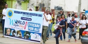 Members of Nigerian Optometric Association, Abuja chapter, on a road walk to mark the 2015 World Sight Day in Abuja, yesterday