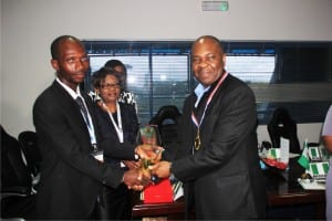  Acting Executive Director/CEO, Rivers State Sustainable Development Agency (RSSDA), Mr. Godwin Poi (right), receiving the Nelson Mandela Pan African Exemplary Leadership Award, recently.