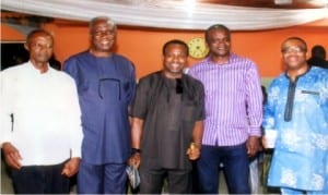 L-R: Deputy Senior Prefect, 1980s set of County Grammar School, Ikwerre/Etche, Glory C. Ogbonna, Mr Friday Amadi, Dr Amadi Amadi, Commissioner for Housing, Rivers State, Hon Emma Okah and General Manager, Rivers State Newspaper Corporation, Mr Celestine Ogolo, during the body’s  Annual General Meeting and End of Year party at Delta Hotels, Port Harcourt on Sunday                Photo: Egberi .A. Sampson