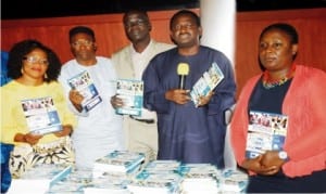 R-L: Nawoj President, Mrs Ifeyinwa Omowole, Executive Secretary, Nigerian Press Council, Mr Nnamdi Njemanze, National President of nuj, Mr abdulwaheed Odusile, Senior Special Adviser to the President on Media and Publicity, Mr Femi Adesina and the communications and Reporting Advisor, undp, Ms Toyin Adewale-Gabriel, at the public presentation of Reportage of 2015 Elections: A Monitoring Scorecard of Print and Online Media in Abuja, recently.