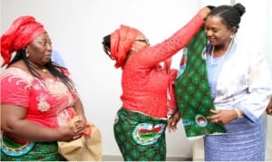 Rivers State Deputy Governor, Dr. (Mrs) Ipalibo Harry-Banigo, (right), being decorated with a title of ‘Governor General’ of the Ijaw Nation by the National President, Ijaw Women Connect (IWC), Comrade Rosemary Graham Naingba (middle), during a courtesy visit to Government House, Port Harcourt, recently. With them is National Speaker, IWC, Comrade Vivian Bestman Elenwo