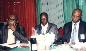 L-R: Ist Vice Chairman, ASCSN, Rivers State branch, Comrade Egerton Madume, Director of Administration, Rivers State Civil Service Commission, Augustus Fubara  and  Dr Ovy Chukwuma who represented RIRS, during a seminar organised by the association of Senior Civil Servant of Nigeria in Port Harcourt, yesterday. Photo: Sampson Egberi