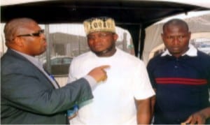 L-R: Manager, Field/Government Operations, ExxonMobil, Mr Adeyemi Fakoyejo, member, Rivers State House of Assembly representing Eleme Constituency, Hon Josiah J. Olu (middle), and Caretaker Committee Chairman, Onne Youth Council, Hon Sameul Onwinkore, during the handover ceremony of a bus donated to Onne Youth Council by NNPC/Exxon Mobil on Thursday. Photo: Egberi A. Sampson 