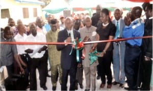 Acting Vice Chancellor, Rivers State University of Science and Technology (RSUST), Prof Chimezie Blessing Didia (middle) ,commissioning  the Senior Staff Club of the institution, yesterday. .                                                                                                                                       Photo: Nwiveh Donatus Ken