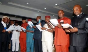 Special Advisers to Governor Rochas Okorocha of Imo State, taking oath of office in Owerri on Monday