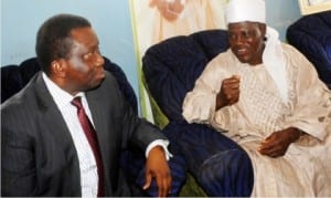 Minister of Health, Prof. Isaac Adewale (left), with Hakimni Fuka in Niger State, Alhaji Mohammed Lawal, during the fact-finding visit of the minister to Fuka, the first village where Lassa Fever was recently reported, in Niger State.