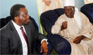 Minister of Health, Prof. Isaac Adewale (left), with Hakimni Fuka in Niger State, Alhaji Mohammed Lawal, during the fact-finding visit of the minister to Fuka, the first village where Lassa  Fever was recently reported, in Niger State.