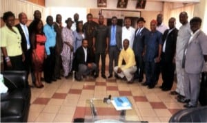 Rivers State Commissioner for Works, Engr Kelvin Kinikanwo Wachukwu ( 4th right), with members of Nigeria Society of Engineers, Port Harcourt branch and staff of the Ministry of Works, during a courtesy call on the commissioner in Port Harcourt, recently.