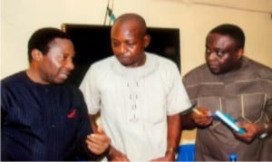 L-R: Rivers State Commissioner for Information and Communications, Dr Austin Tam-George, Chairman, Federated Chapel, Nigeria of Union of Journalists (NUJ), Rivers State, Mr Ernest Chinwo and Director, Public Enlightenment, Ministry of Information, Pastor Paulinus Nsirim, during the Commissioner’s courtesy visit to the chapel in Port Harcourt, recently.Photo: Egberi A. Sampson