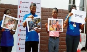 Officials of Save the Children Global Day of Action for Children By 2030', making a presentation at the Save the Children Country Office in Maitama, Abuja, yesterday