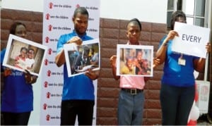 Officials of Save the Children Global Day of Action for Children By 2030', making a presentation at the Save the    Children Country Office in Maitama, Abuja, yesterday