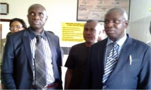  Rivers State Commissioner for Education, Professor Kinaye Ebeku (left),  with  Acting Vice Chanceller, Ignatius Ajuru University of Education, Prof Joseph Kinanee (right) during a familiarisation tour to the unversity by the Commissioner in Port Harcourt, on Wednesday.