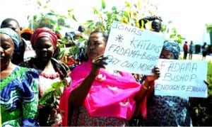 Women protesting their investment and contribution in Covenant FADAMA multi-purpose Cooperative Society, because of the rising debt profile of the company in Jos on Thursday