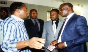 L-R: Rivers State Commissioner for Information and Communications, Dr. Austin Tam-George, Chaplain General, David Willie Ido, Comrade Christian B. Lekia and Chairman Civil Society Platform, Rivers State chapter, Comrade Emma Nweke, during, a courtesy visit to the commissioner by the platform in Port Harcorut on Thursday.              Photo: Egberi A. Sampson