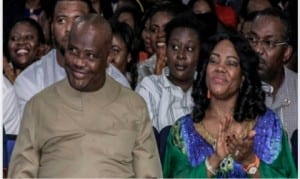 Rivers State Governor, Chief Nyesom Wike and his wife, Justice Suzette, during the Last Day of the 5 Nights of Glory at the headquarters of the Salvation Ministries in Port Harcourt on Friday